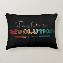 Cojín Decorativo Fashion Revolution Retro Tipográfico Negro Acrílic