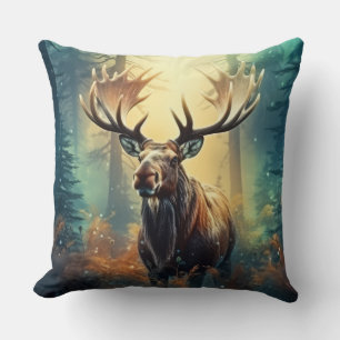 Cojín Decorativo Fauna de Moose Vida Silvestre Wilderness Colorful