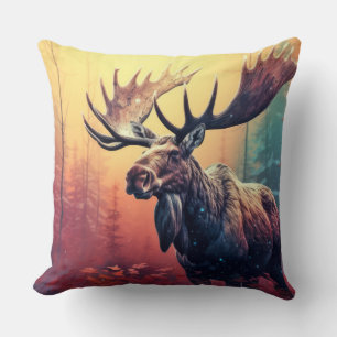Cojín Decorativo Fauna de Moose Vida Silvestre Wilderness Colorful 