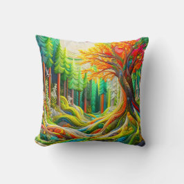 Cojín Decorativo Faux 3D Embroidered Moderno Art Forest Landscape