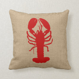 Cojín Decorativo Faux Burlap con Lobster Nautical Pillow