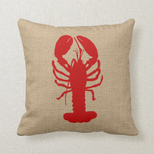 Cojín Decorativo Faux Burlap con Lobster Nautical Pillow