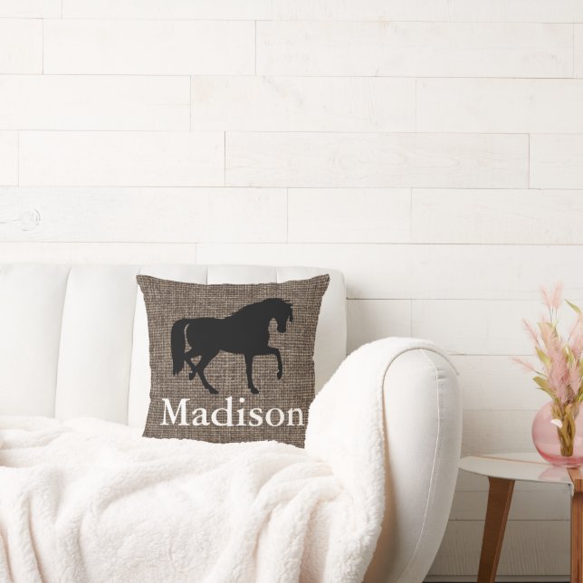 Cojín Decorativo Faux Burlap Horse Silhouette (Sofá)