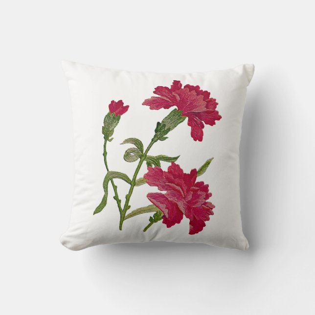 Cojín Decorativo Faux Embroded Red Carnations Pillow (Anverso)