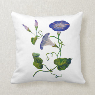 Cojín Decorativo Faux Embroidered Blue Morning Glory Pillow