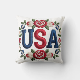 Cojín Decorativo Faux Embroidery USA