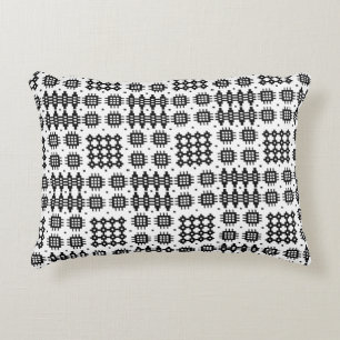 Cojín Decorativo Faux galés Tapiz Pillow de acento blanco y negro