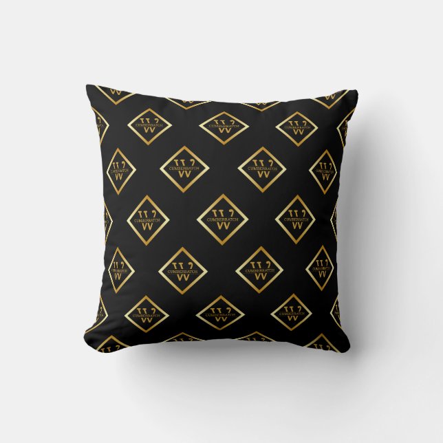 Cojín Decorativo Faux Gold Axis Monogram – Black & Gold (Anverso)