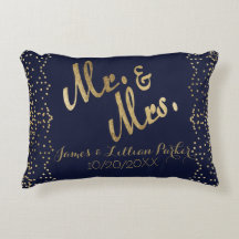 Faux Gold Navy Blue Mr. y Mrs Monogram Boda