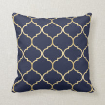 Faux Gold Quatrefoil Pattern Blue