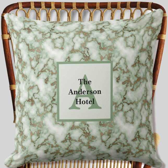 Cojín Decorativo Faux Green Gold Marble (Faux Green Gold Marble Throw Pillow by Leapfroglisics Shop)