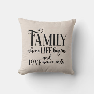 Cojín Decorativo Faux linen cita familiar