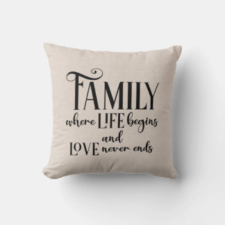 Cojín Decorativo Faux linen cita familiar