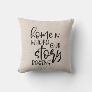 Cojín Decorativo Faux linen home comillas