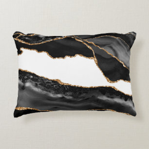 Cojín Decorativo Faux Marled Agate Black Stylish Luxury
