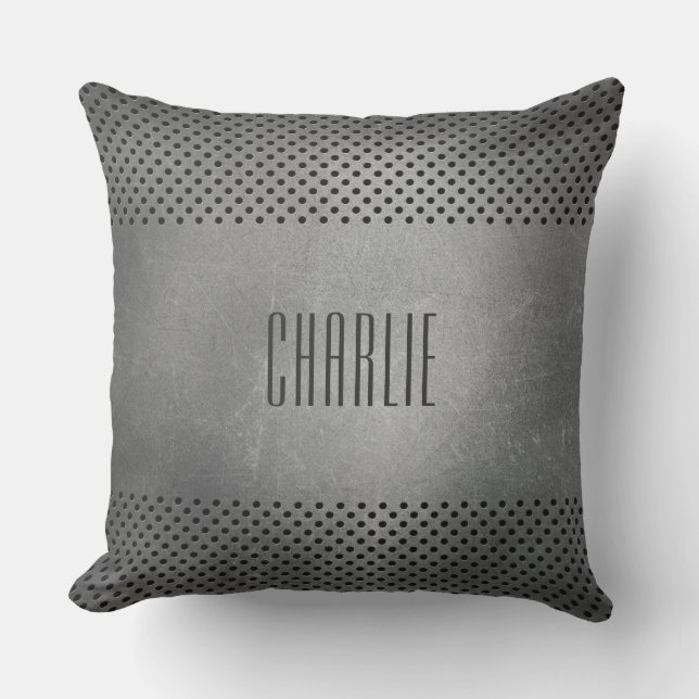 Cojín Decorativo Faux Metalizado Pattern personalizado monograma al (Anverso)