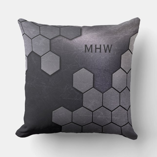 Cojín Decorativo Faux Metalizado Pattern personalizado monograma al (Anverso)