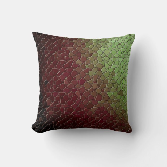 Cojín Decorativo Faux Mosaic Burgandy Green Hue (Anverso)
