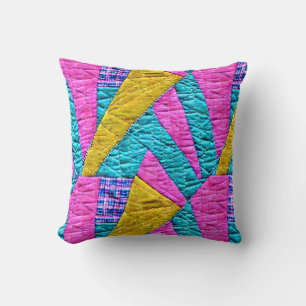 Cojín Decorativo Faux Patchwork Azul rosa Amarillo