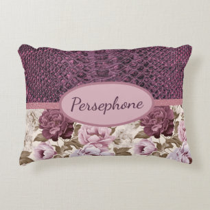 Cojín Decorativo Faux plum piel de serpiente floral