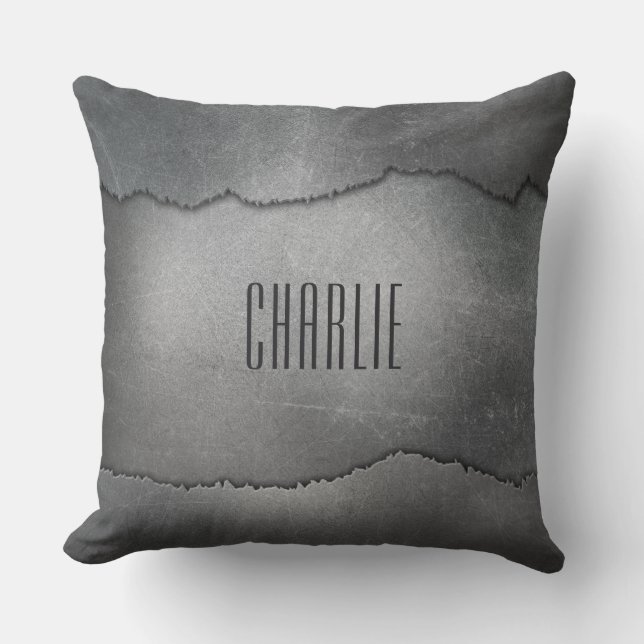 Cojín Decorativo Faux Ripped personalizado Metalizado monograma lan (Anverso)