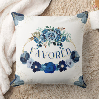 Cojín Decorativo FAVORED Elegant Blue Gold Floral Wreath