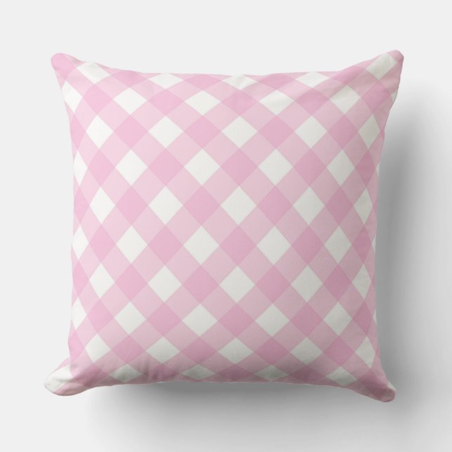 Cojín Decorativo Faye y Lauren Bright Pink Gingham (Anverso)