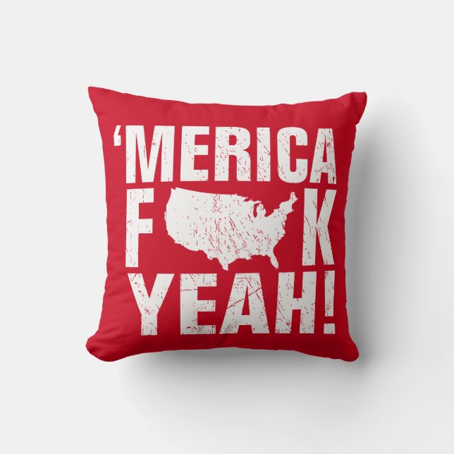 Cojín Decorativo ¡'fck del merica sí! Patriótico (Anverso)