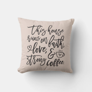 Cojín Decorativo Fe, amor y humor para café