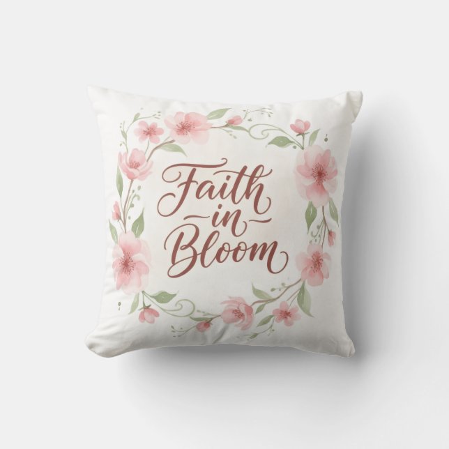 Cojín Decorativo Fe en Flor (Anverso)
