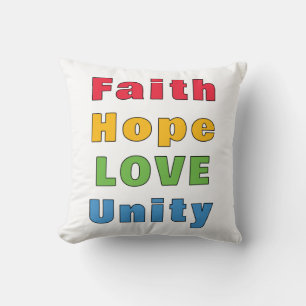 Cojín Decorativo Fe Esperanza Amor Unidad