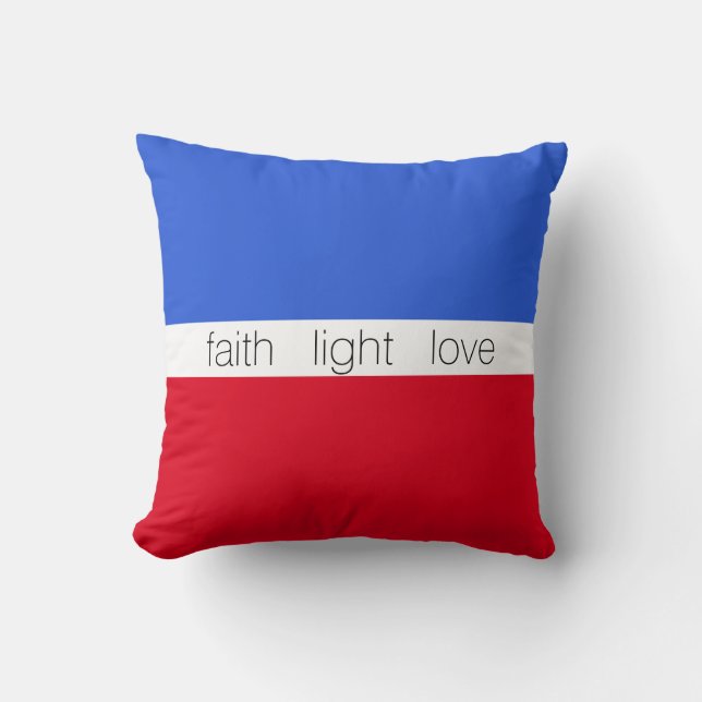 Cojín Decorativo Fe Light Love on Blue, Red & White (Anverso)