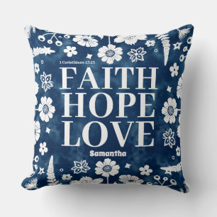Cojín Decorativo Fe personalizada, esperanza, amor cristiano