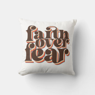 Cojín Decorativo Fe sobre miedo Inspiración cristiana retro moderna