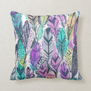 Cojín Decorativo Feathers de boho púrpura radiante