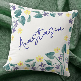 Cojín Decorativo February Birth Month Violet Primrose Personalized