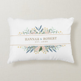 Cojín Decorativo Fecha de boda de flores silvestres Recuerdo Nombre