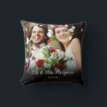 Cojín Decorativo Fecha del guión de las fotos de Boda favoritas<br><div class="desc">Personaliza tu foto boda favorita con el nombre de tu familia y el año,  creando un recuerdo y un regalo únicos. ¡Un lindo conservador de tu día especial!</div>