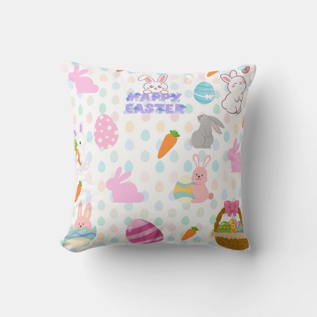 Cojín Decorativo Felices deseos de Pascua (Anverso)
