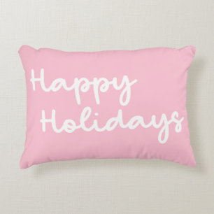 Cojín Decorativo Felices Fiestas Alegres Letras Caprichosas Rosa