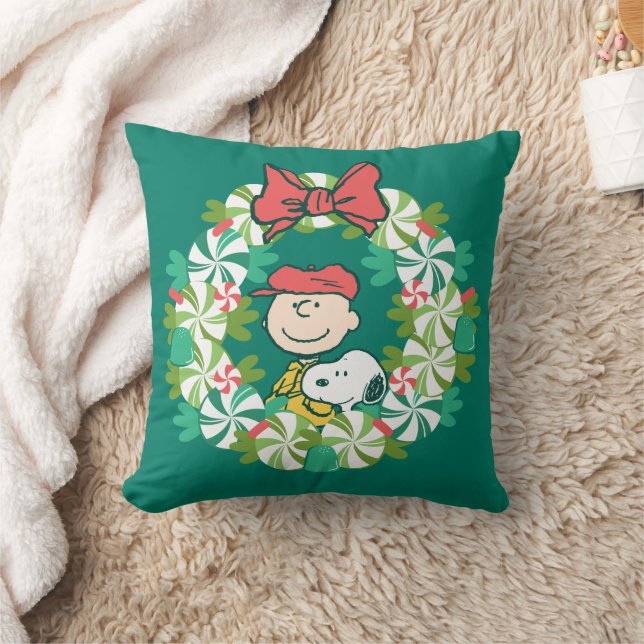 Cojín Decorativo Felices fiestas | Candy Wreath de menta (Manta)