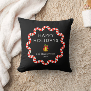 Cojín Decorativo Felices Fiestas Caramelo Moderno Navidad Familia