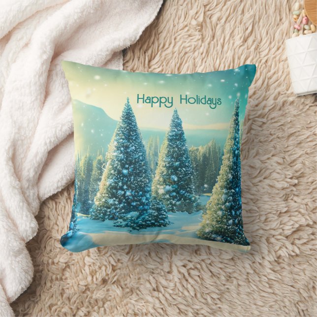Cojín Decorativo Felices Fiestas de Invierno de Wonderland Forrest  (Manta)
