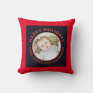 Cojín Decorativo Felices Fiestas Foto Amor Paz Alegría Felicidad
