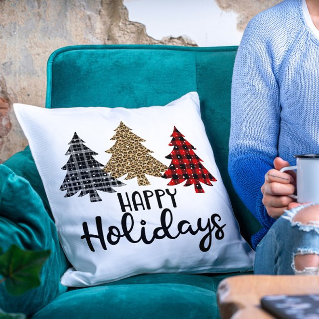 Cojín Decorativo Felices Fiestas Jugadas Árboles de Navidad (Subido por el creador)