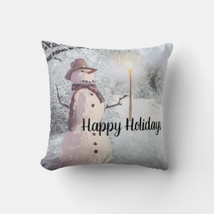 Cojín Decorativo Felices Fiestas Muñeco de Nieve