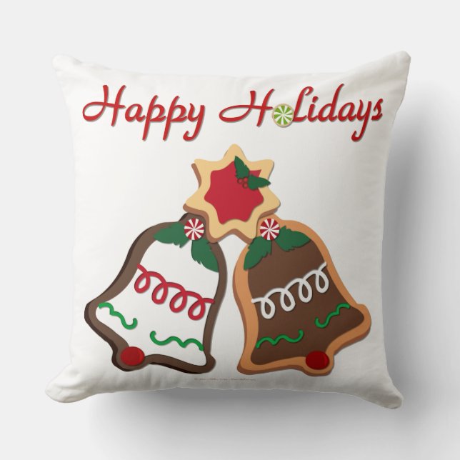 Cojín Decorativo Felices fiestas Navidades Cookie Bells (Anverso)