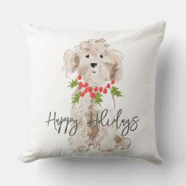 Cojín Decorativo Felices fiestas Navidades de perro Cockapoo