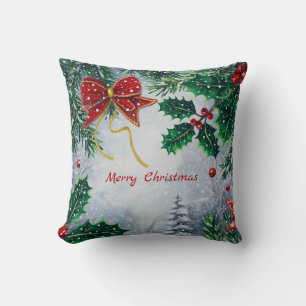 Cojín Decorativo Felices Fiestas Navideñas Tradicionales Personaliz