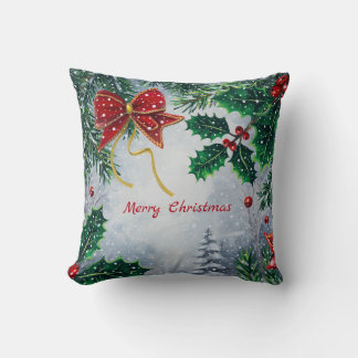 Cojín Decorativo Felices Fiestas Navideñas Tradicionales Personaliz